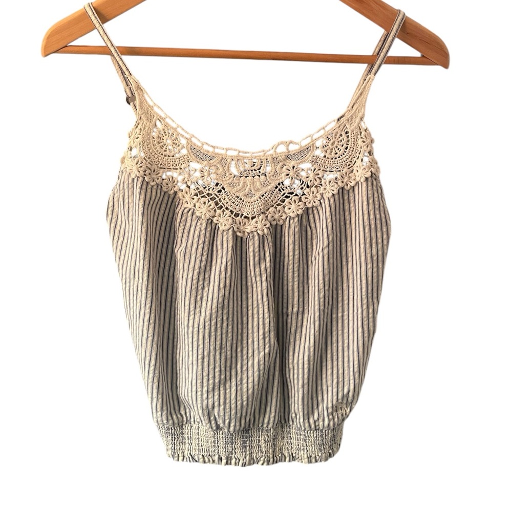 Abercrombie Kids cream and blue vintage tank